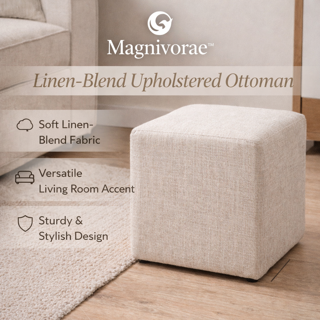 Magnivorae™ Linen-Blend Upholstered Ottoman